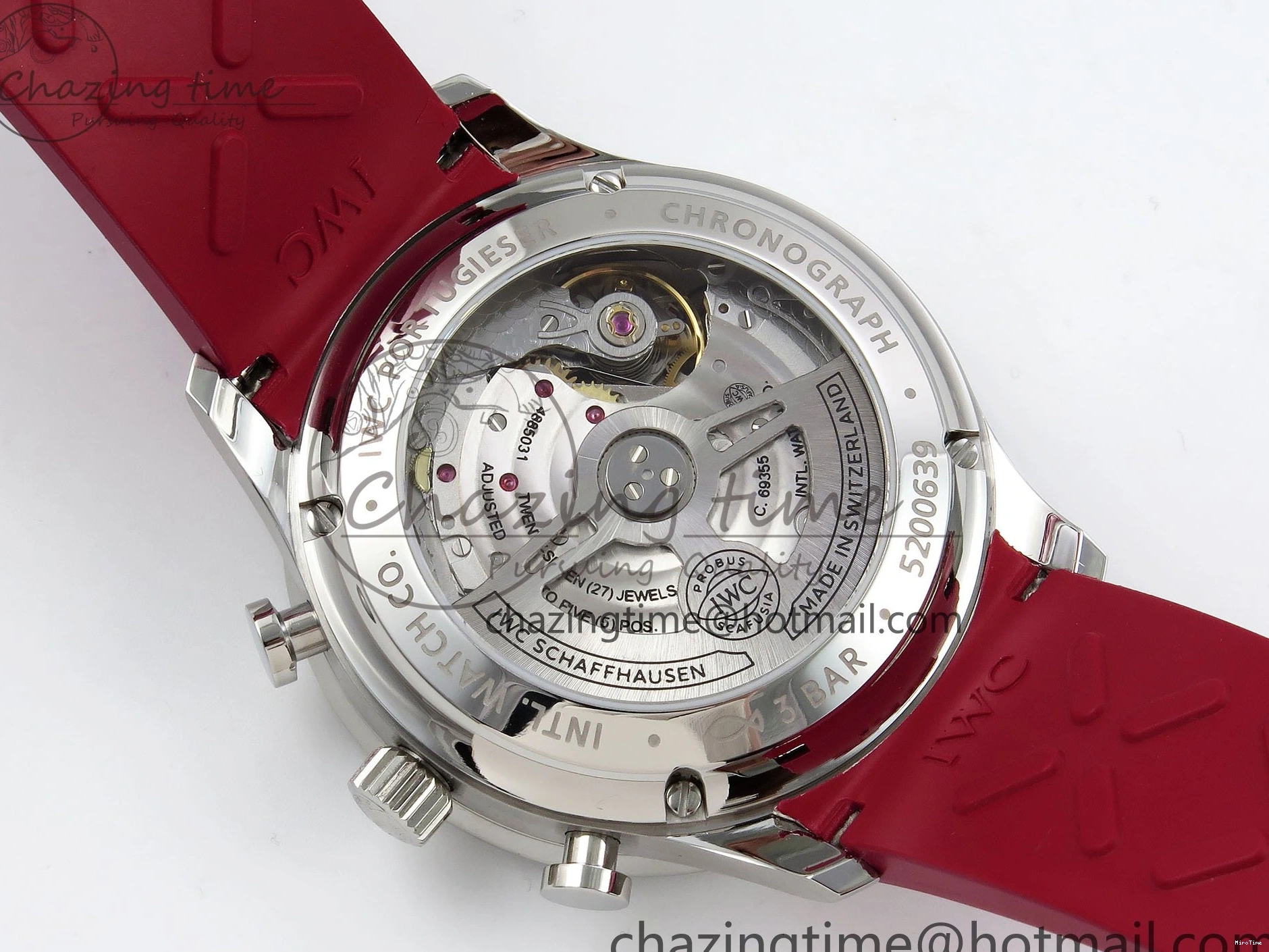 MIROTIME 0111 Reliable Portuguese Chrono IW3716 Z+F 1:1 Best Edition Red Dial on Red Rubber Strap A 7015